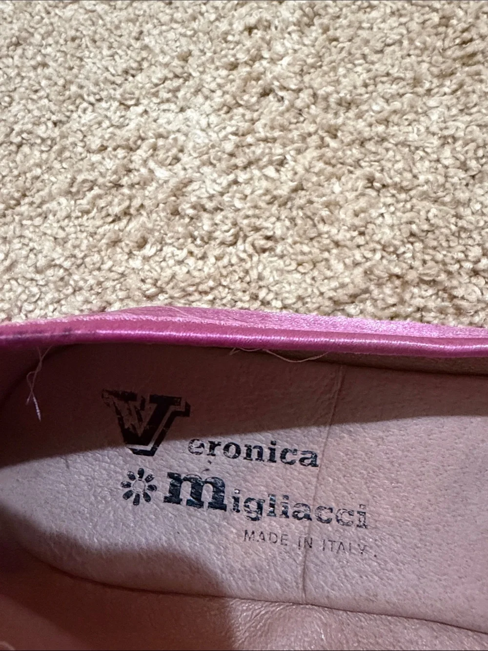 Made in Italy Women’s Pink Satin Ballet Flat, never worn